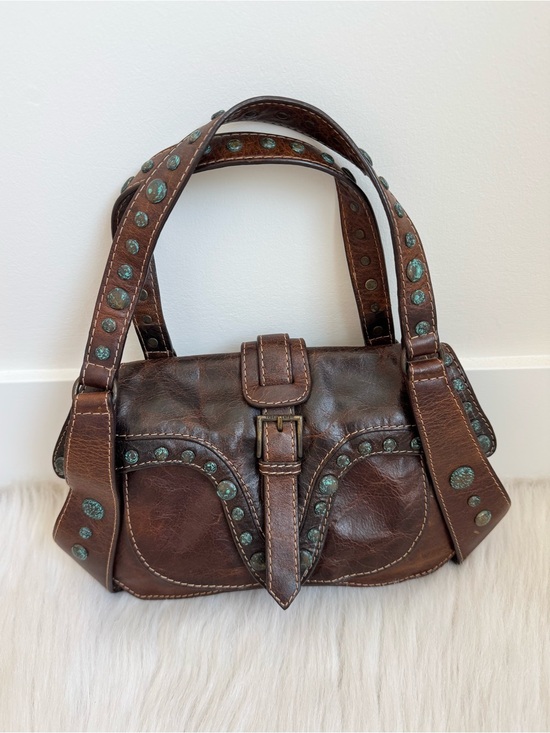 Roberto Cavalli Handbags - Roberto Cavalli Brown Western Studded Leather Mini Bag
